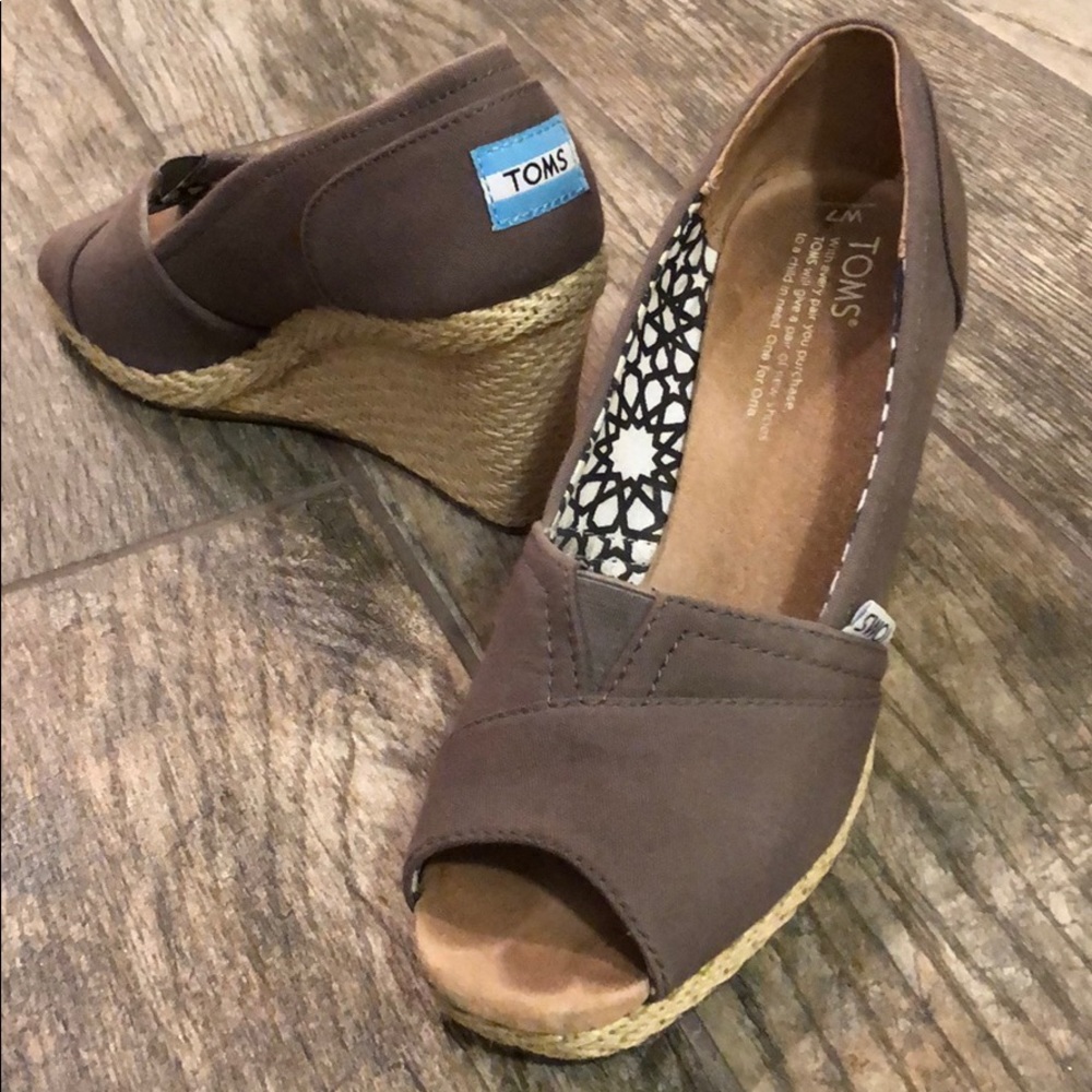 TOMS peep toe wedge sandals